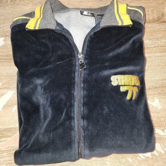 Vintage Starter 71 Track Jacket Velour Zip-up 90s Y2K Logo Streetwear Men's L XL - Picture 4 of 11